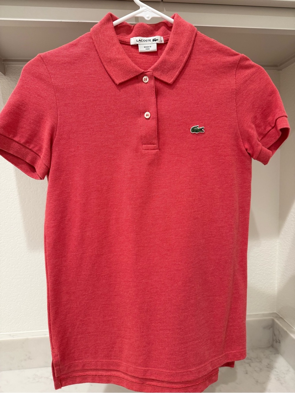 Lacoste Women's Coral-Red Short Sleeve Polo